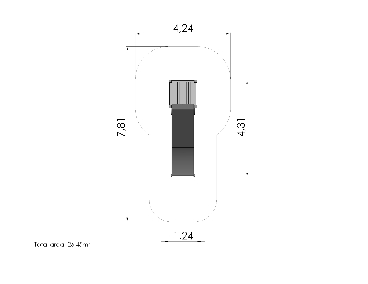 Glijbaan DEB (brede glijbaan, h. 2,15 m)