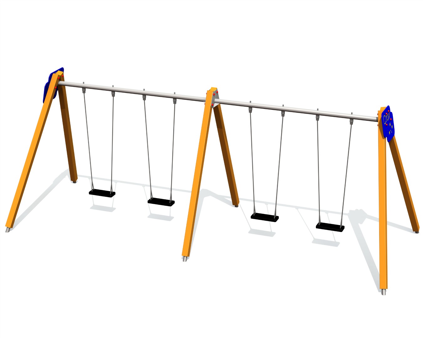 Schommel CROX 4 plaatsen, stalen grondankers (zonder zittingen en beslag)