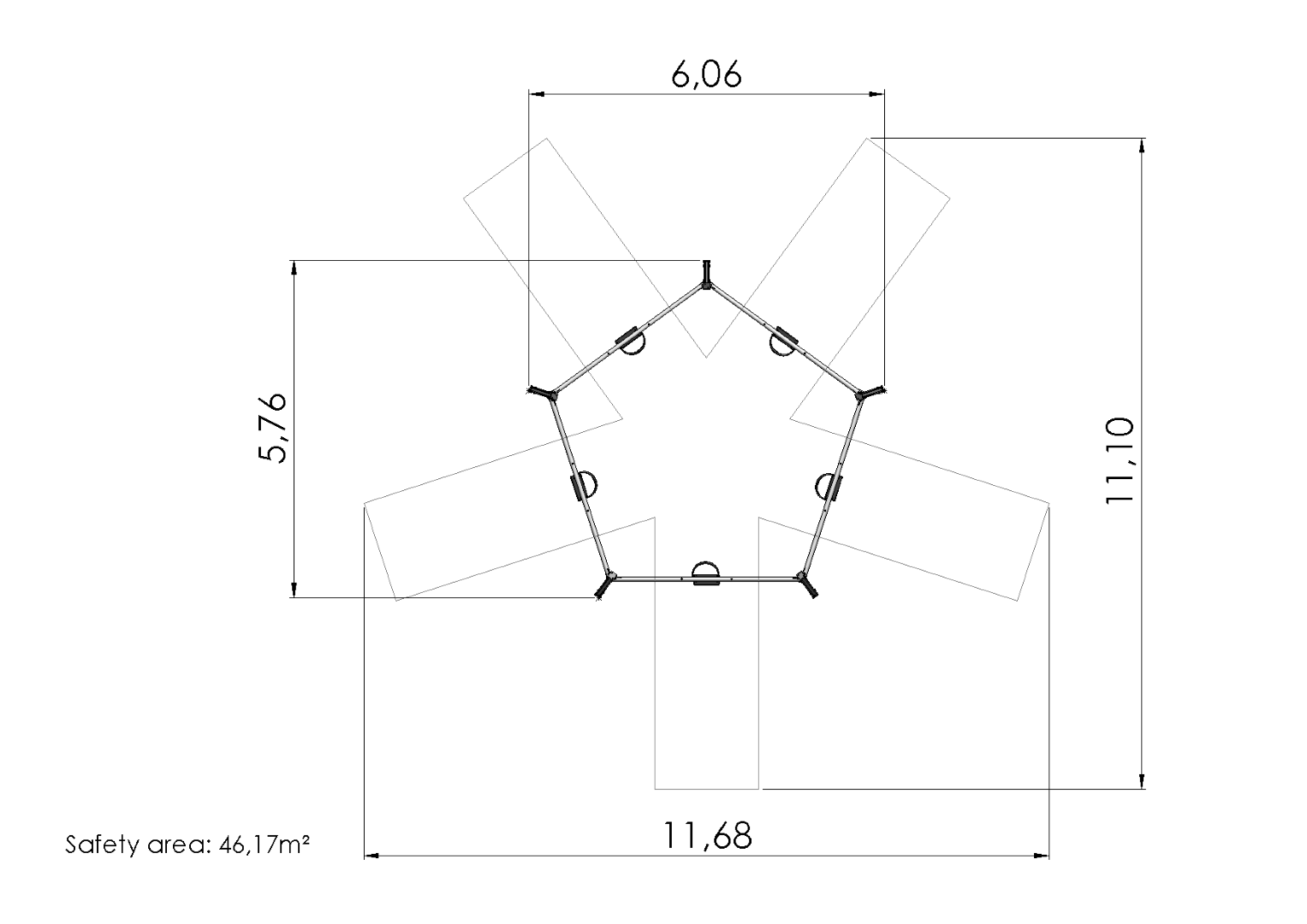 Rondschommel 5 zitplaatsen (met zitjes)
