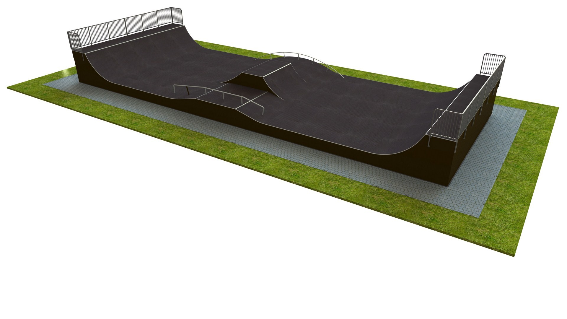 Monolietbasis skatepark H1,5 × B9,0 × L24,0 m