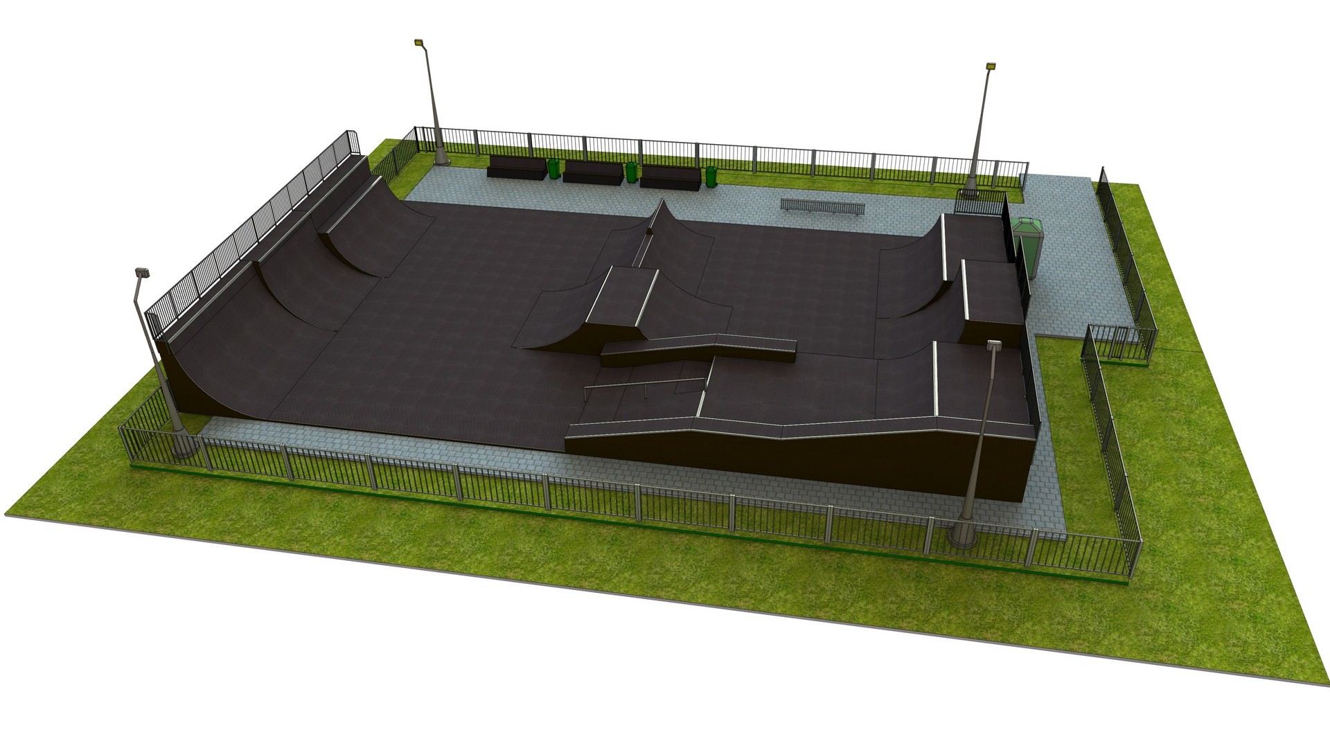 Monolietbasis skatepark H3,0 × B18,0 × L30,0 m