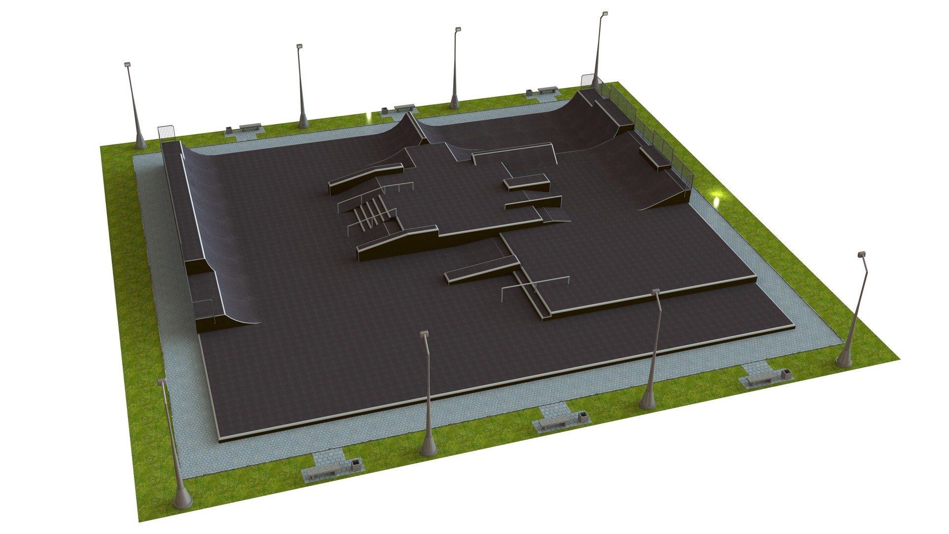 Monolietbasis skatepark H2,0 × B30,0 × L33,0 m