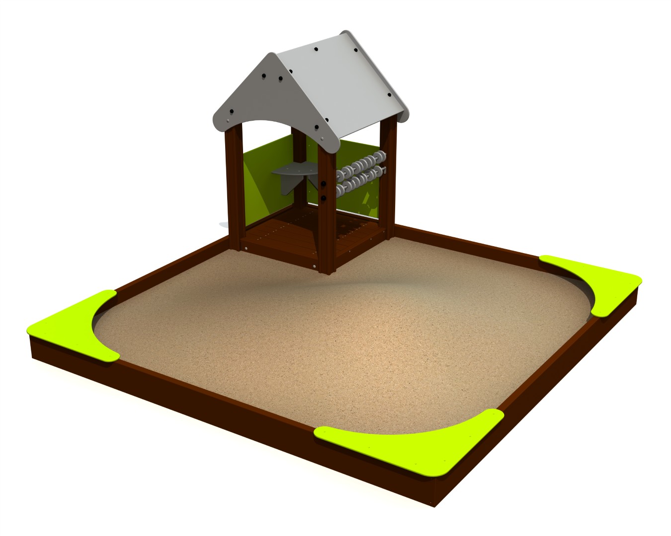 Zandbak 3×3 m met huisje