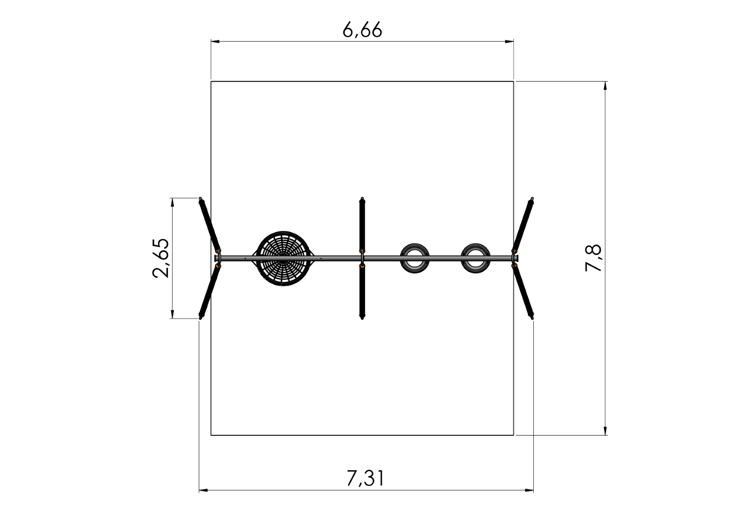 Schommel OCTO 4 zitjes (zonder zittingen/beslag)