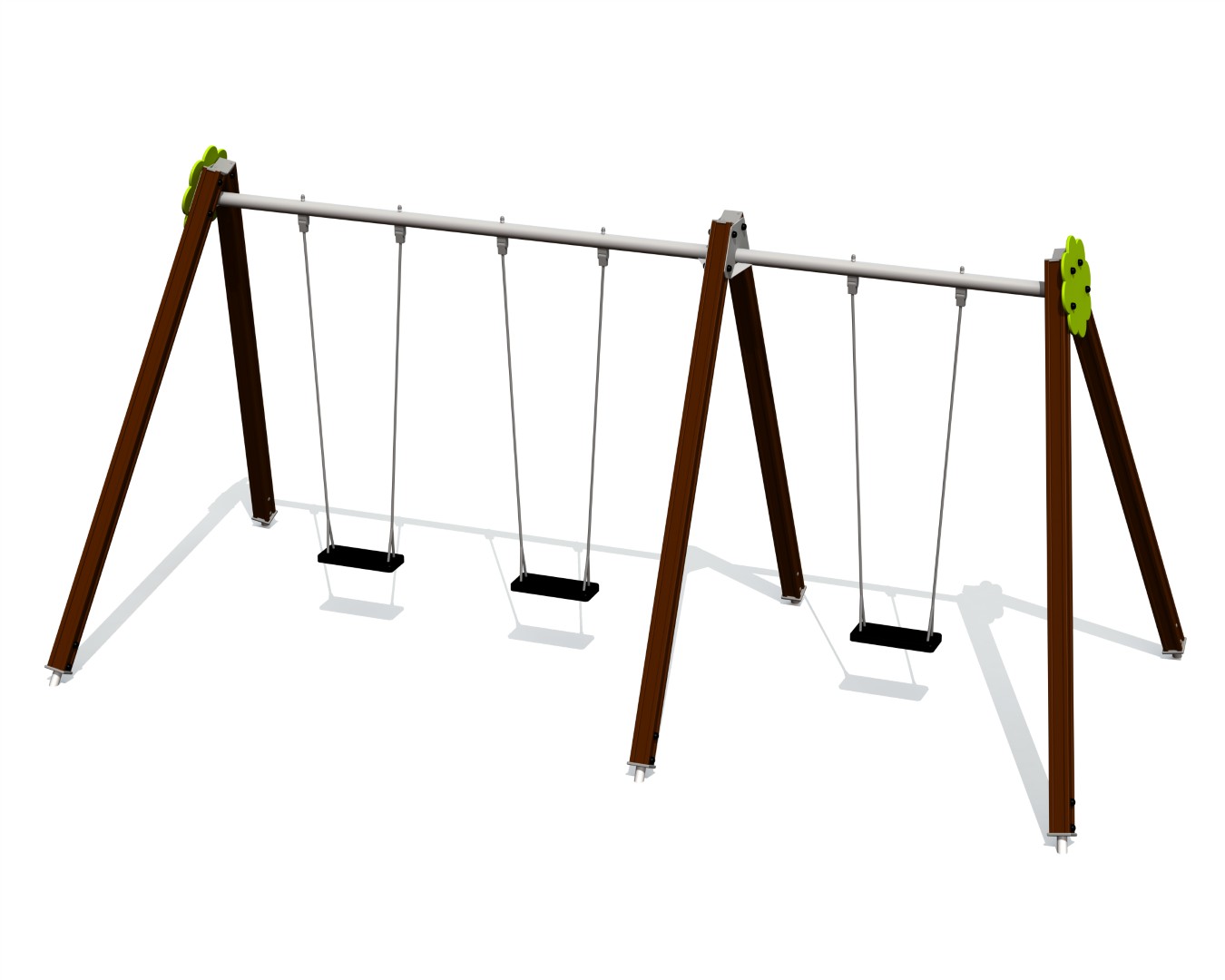 Schommel BELL-FLOWER 3 plaatsen (1+2), stalen grondankers (zonder zittingen/beslag)