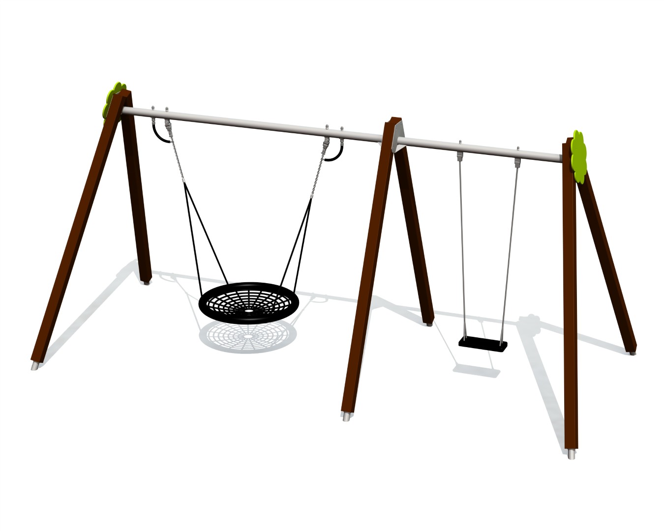 Schommel BELL-FLOWER 3 plaatsen (1+2), stalen grondankers (zonder zittingen/beslag)