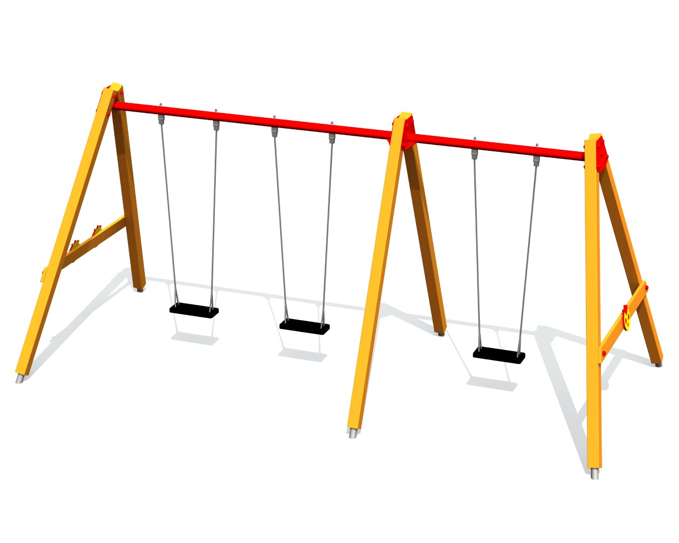 Schommel BABY BIRD 3 plaatsen, stalen grondankers (zonder zittingen/beslag)