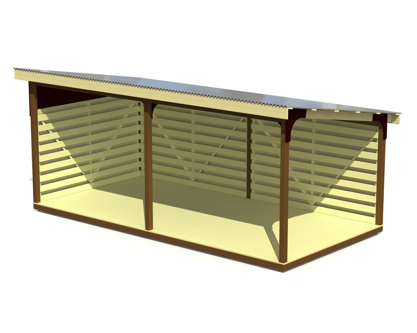 Overkapping met houten vloer 3×6 m (zonder berging)