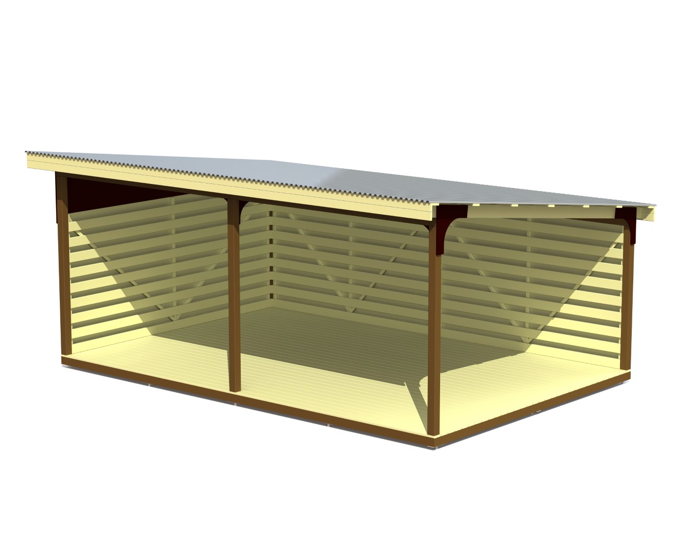 Overkapping met houten vloer 4 × 6 m