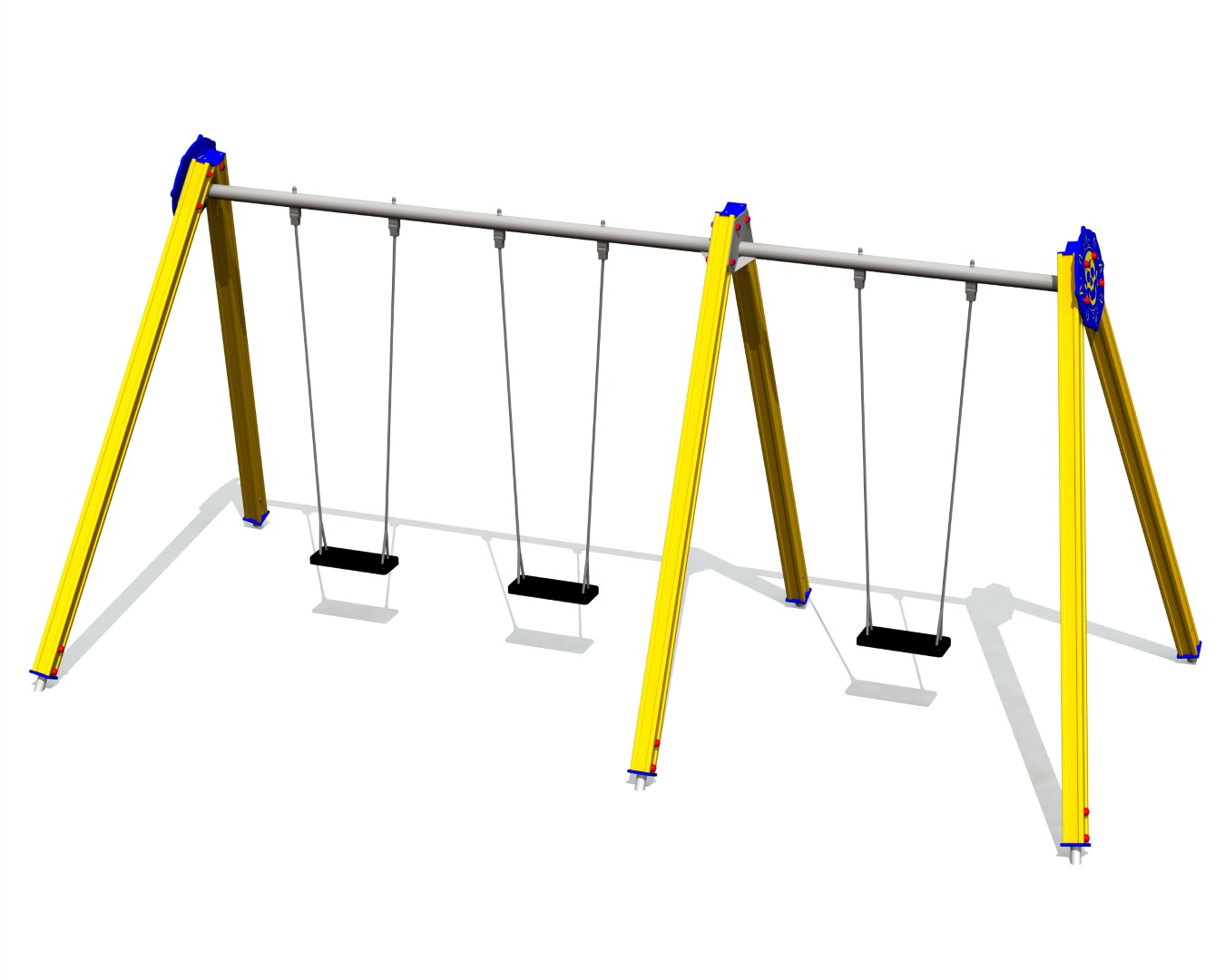 Schommel DUCAT 3 plaatsen (1+2), stalen grondankers (zonder zittingen/beslag)