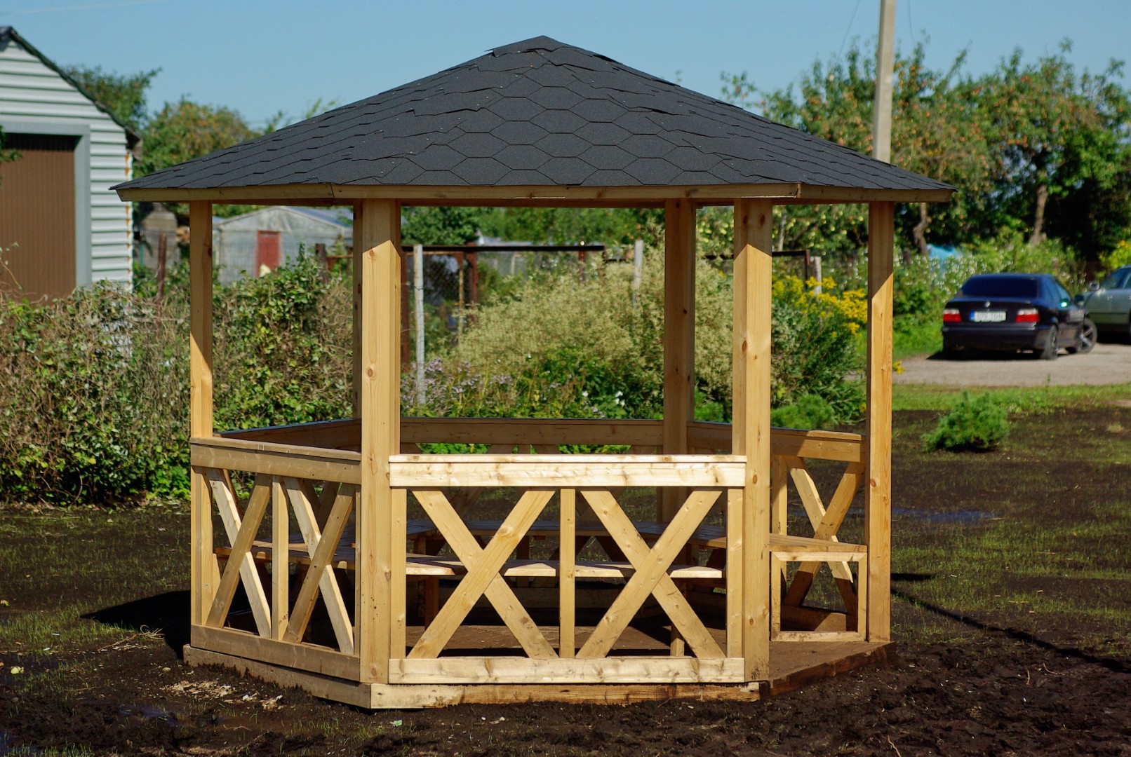 Zeskantig paviljoen 6 m² (geverfd)