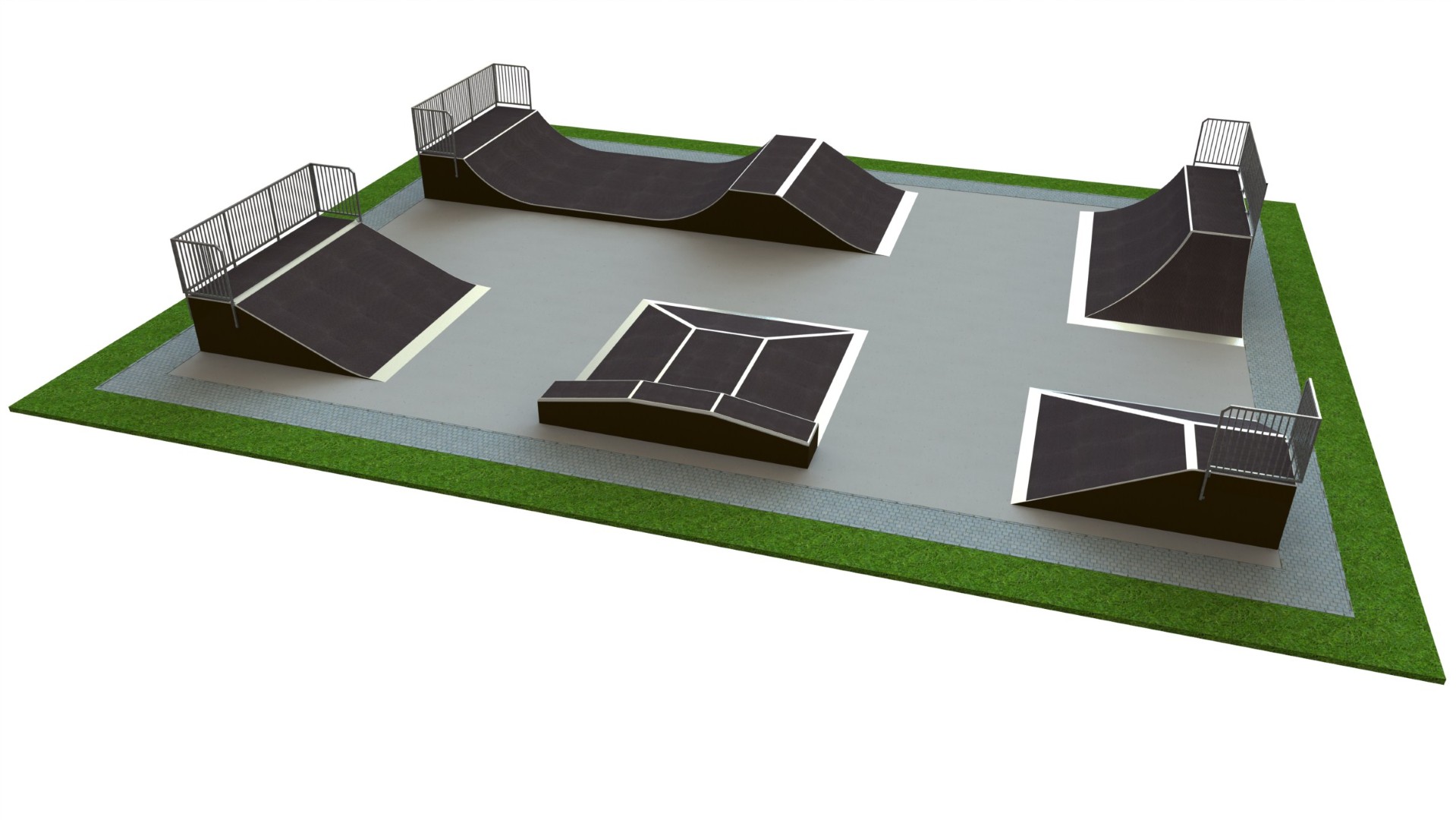 Skatepark L22,50 × B19,20 × H1,5