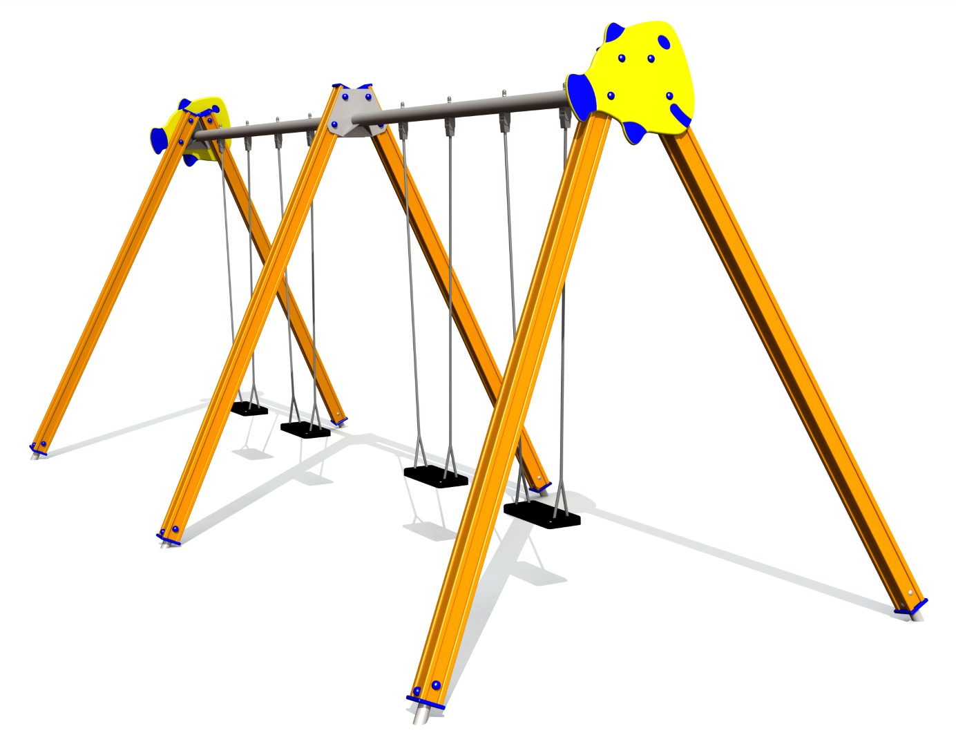 Schommel GUPPY 4 plaatsen, stalen grondankers (zonder zittingen en beslag)