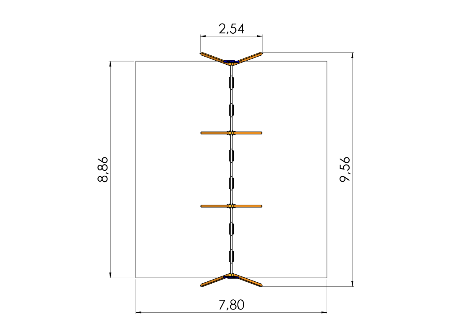 Schommel GUPPY 6 plaatsen, stalen grondankers (zonder zittingen en beslag)