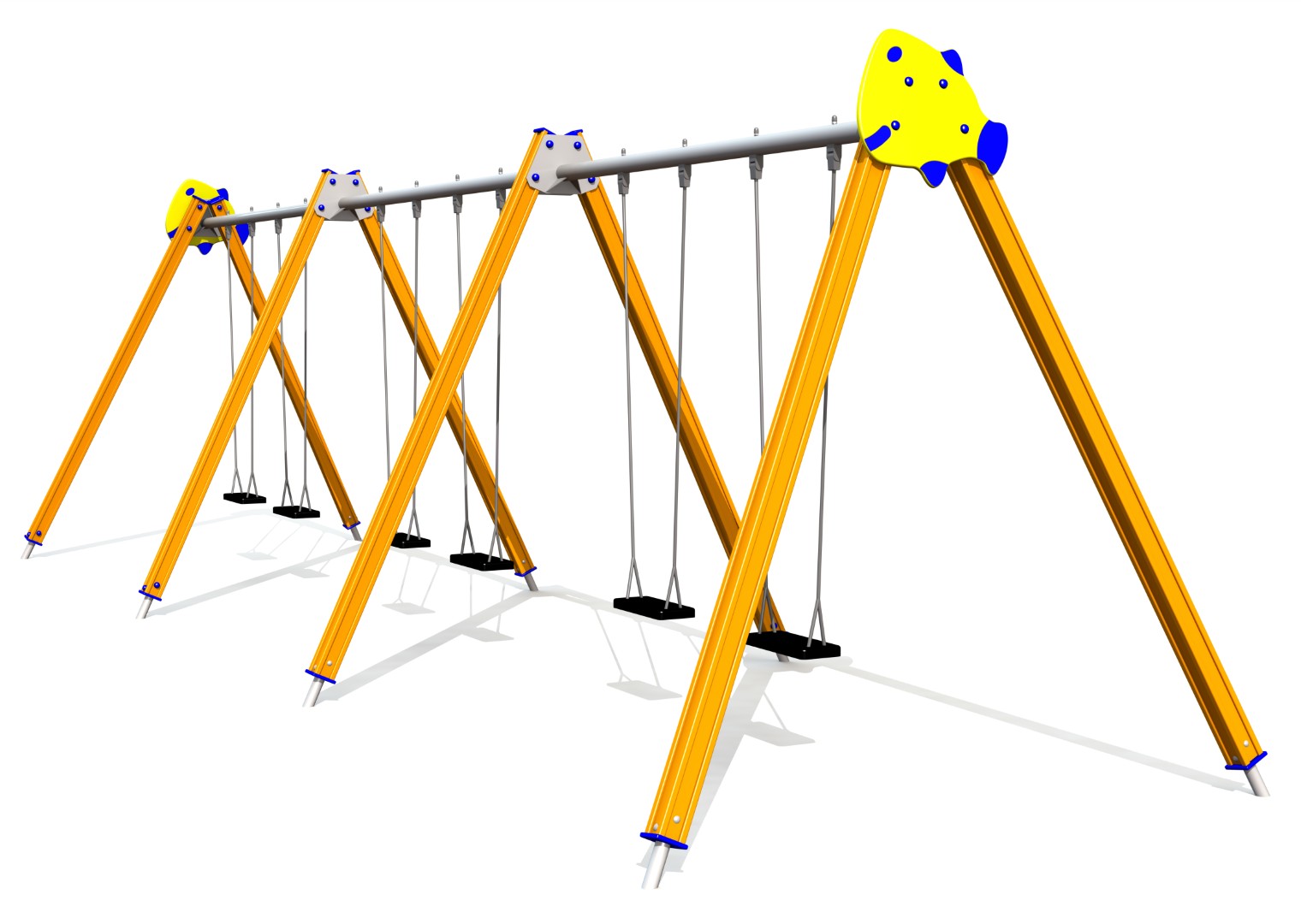 Schommel GUPPY 6 plaatsen, stalen grondankers (zonder zittingen en beslag)