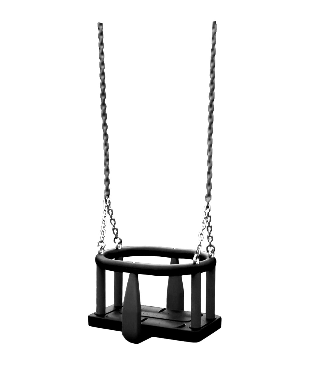 Baby‑schommelzitje, 2 kettingen, 2 ophangpunten (zwart)