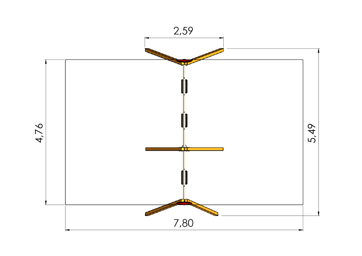Schommel DUCAT 3 plaatsen (1+2), stalen grondankers (zonder zittingen/beslag)