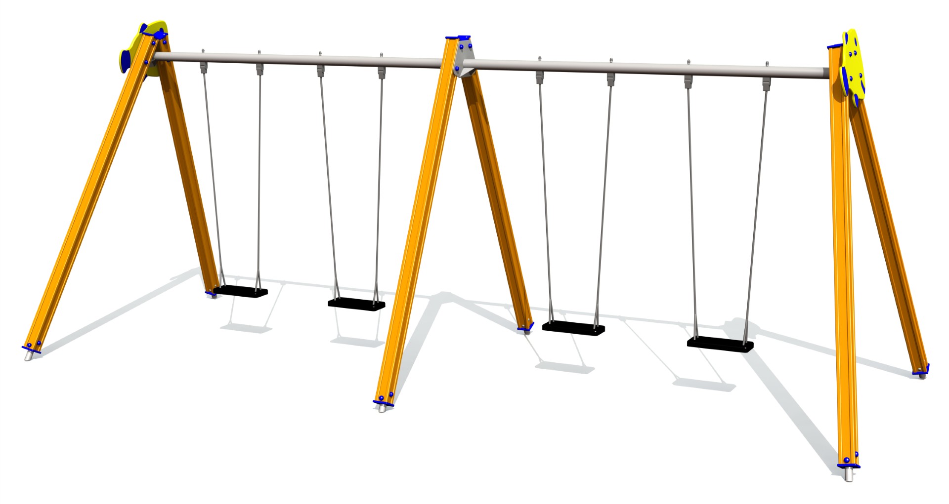 Schommel GUPPY 4 plaatsen, stalen grondankers (zonder zittingen en beslag)