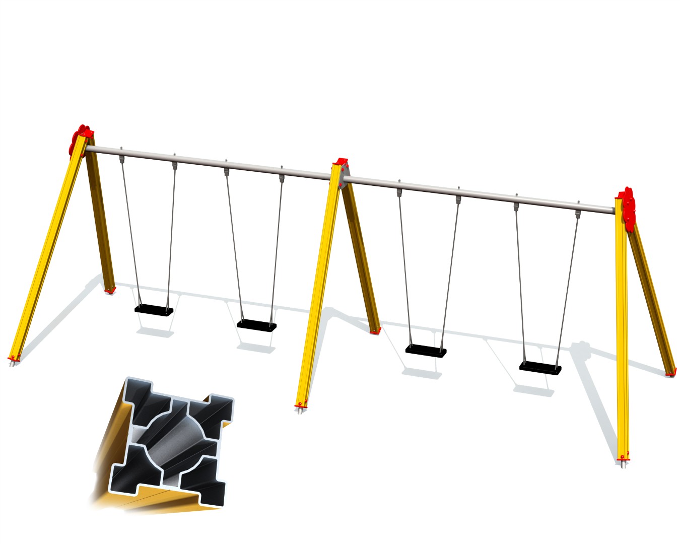 Schommel BELL-FLOWER 4 plaatsen, stalen grondankers (zonder zittingen en beslag)