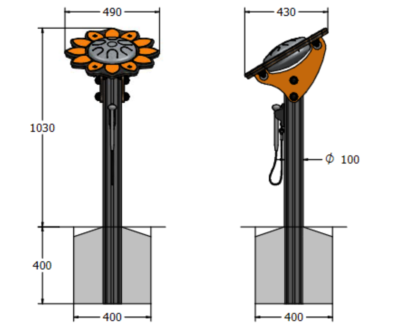 Virtuoso tongdrum BLOEM met aluminium paal