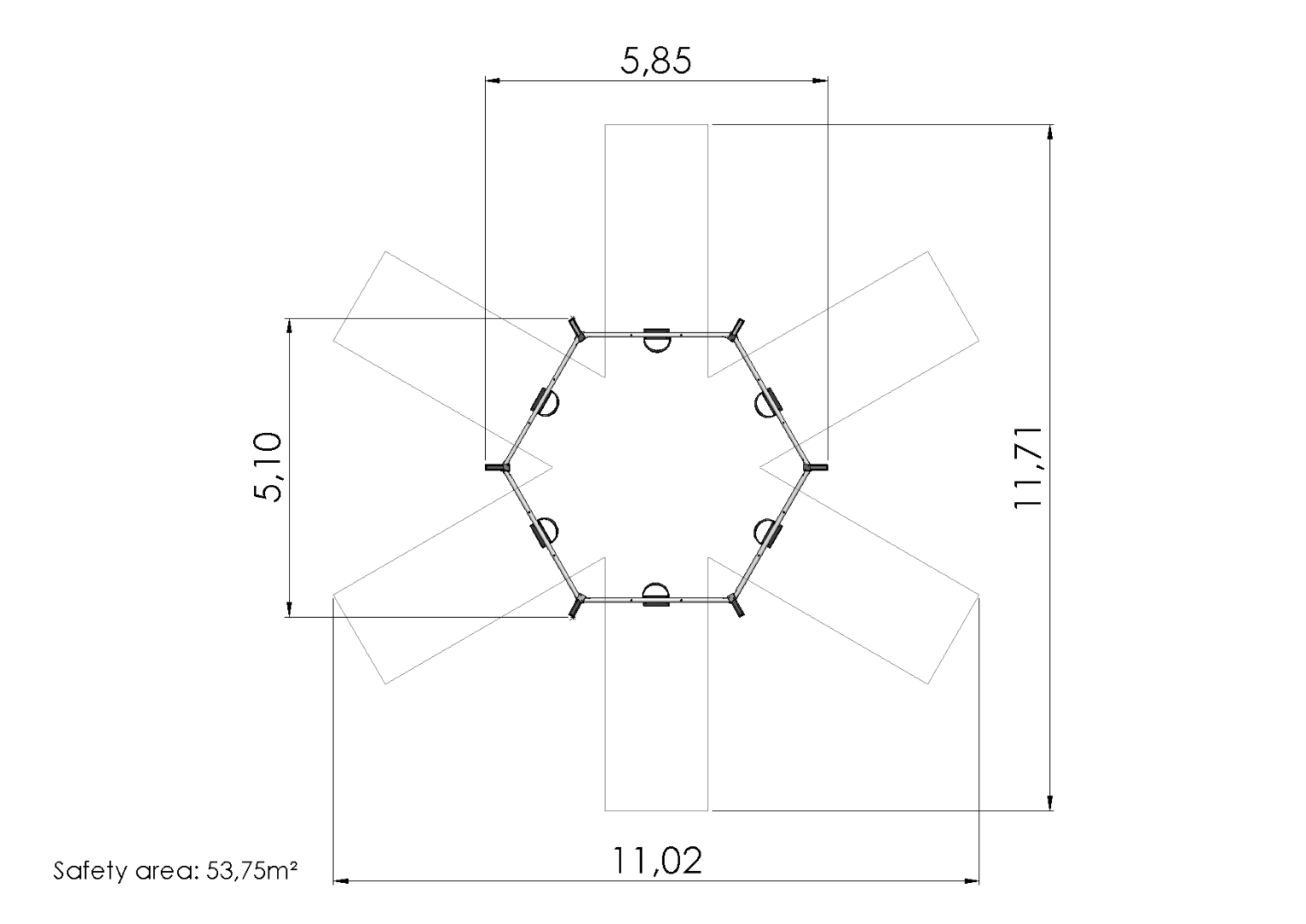 Rondschommel 6 zitplaatsen (met zitjes)