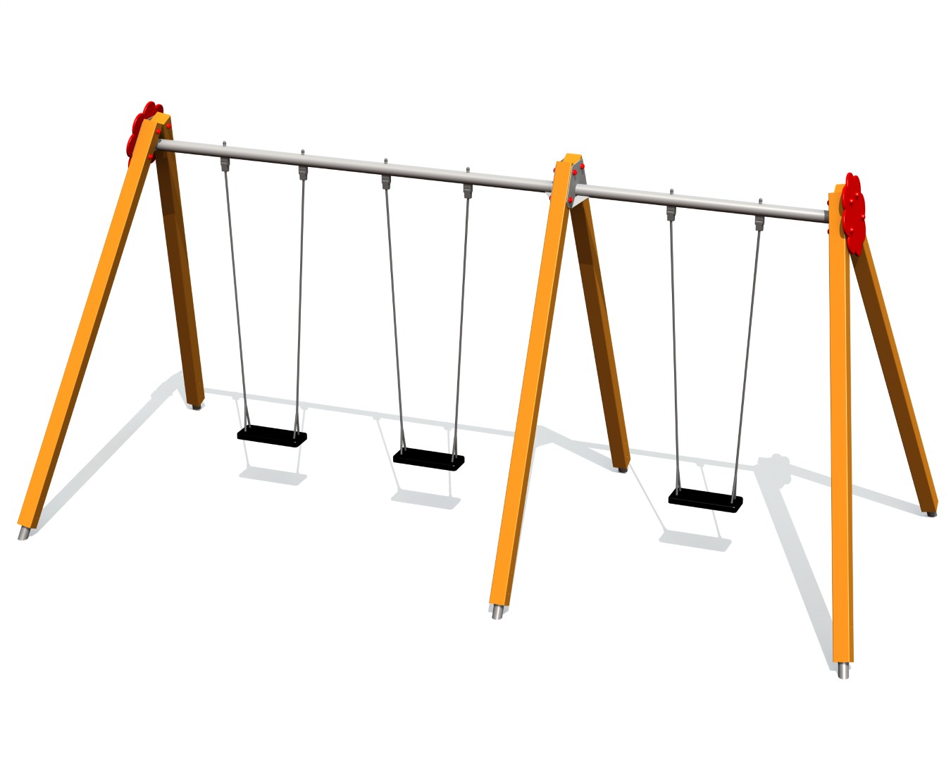 Schommel BELL-FLOWER 3 plaatsen (1+2), stalen grondankers (zonder zittingen/beslag)