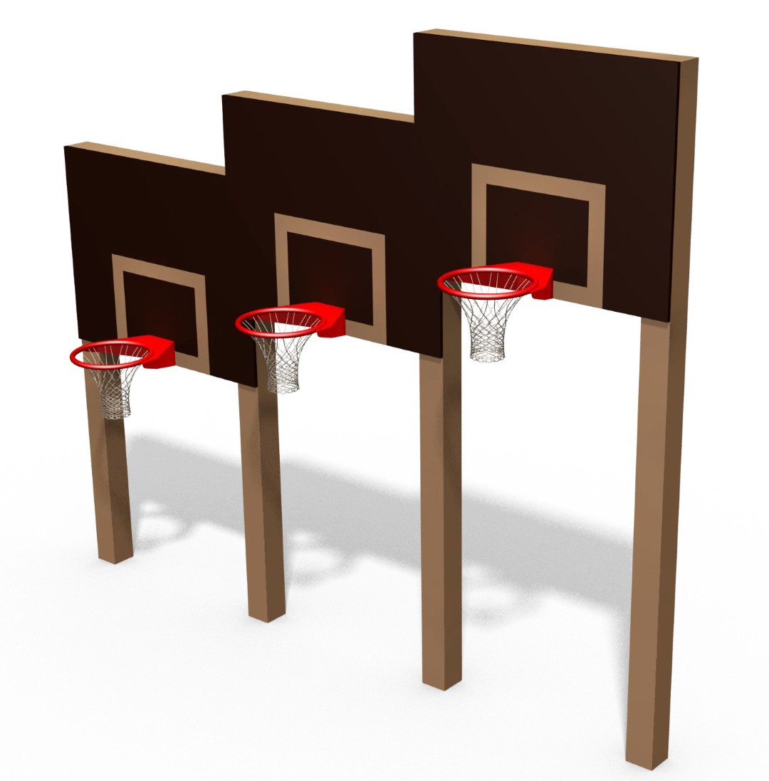 Basketbalconstructie met 3 ringen TRIO