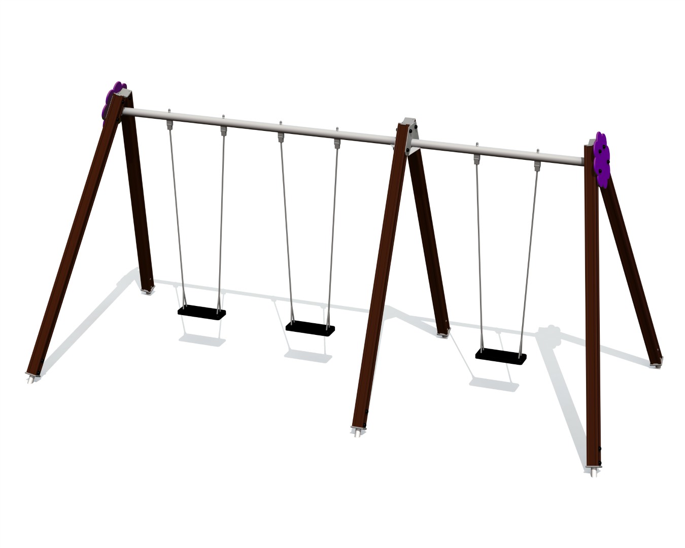 Schommel BELL-FLOWER 3 plaatsen (1+2), stalen grondankers (zonder zittingen/beslag)