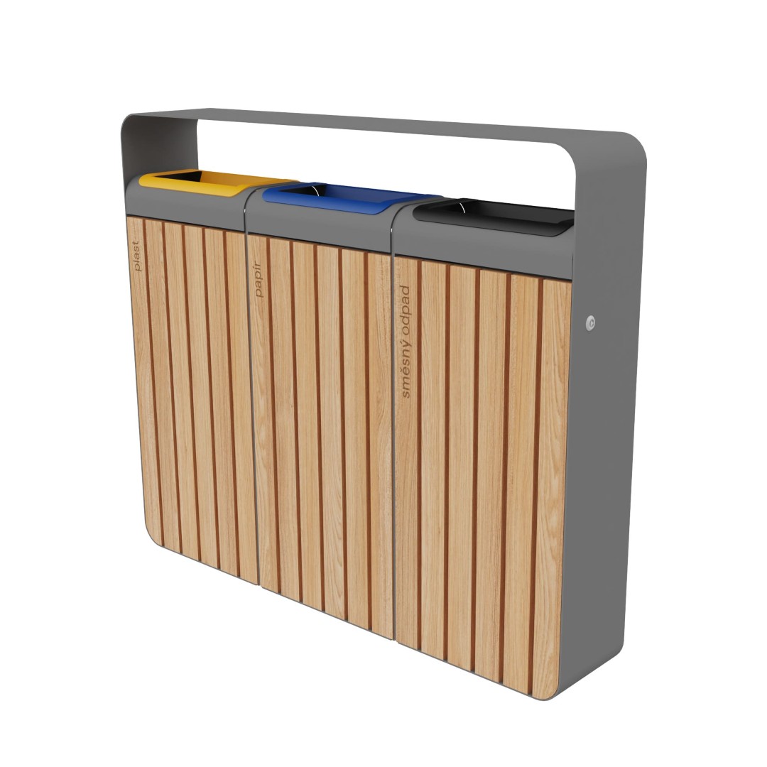 Afvalbak drieluik 3×45 L