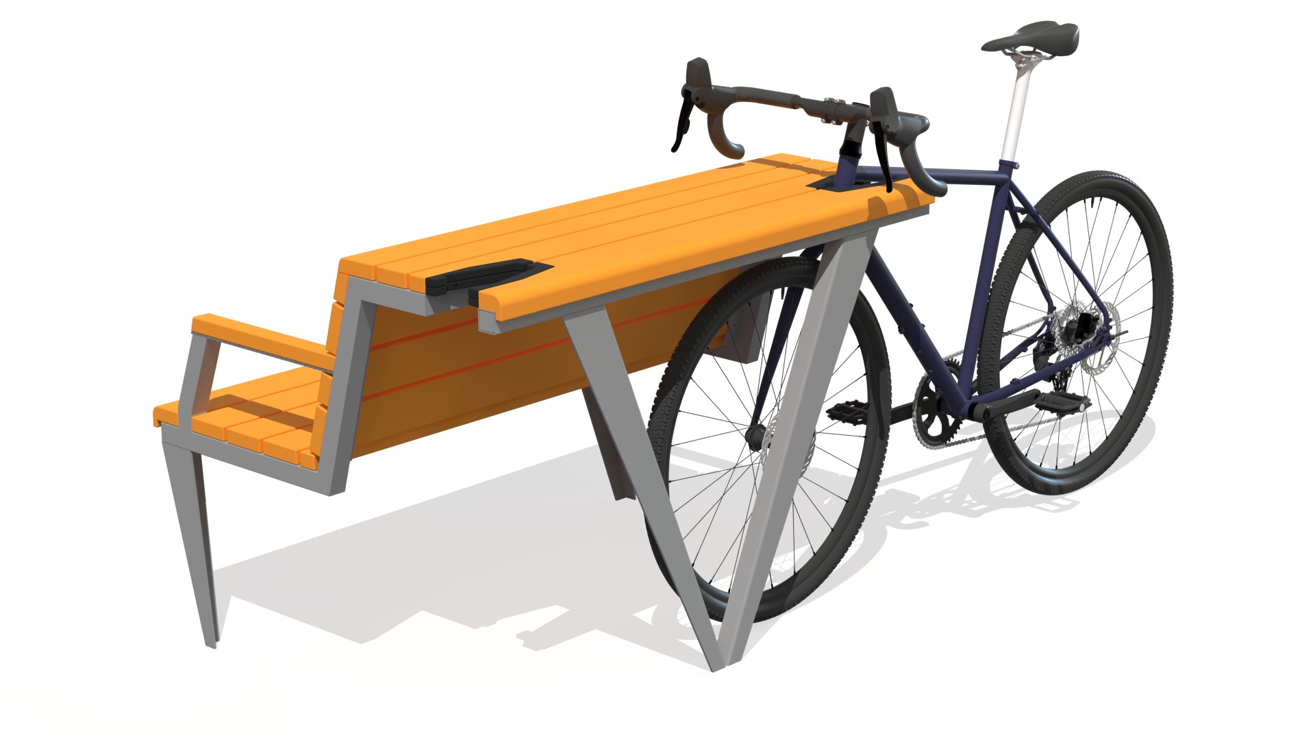 Parkbank met fietsbeugels