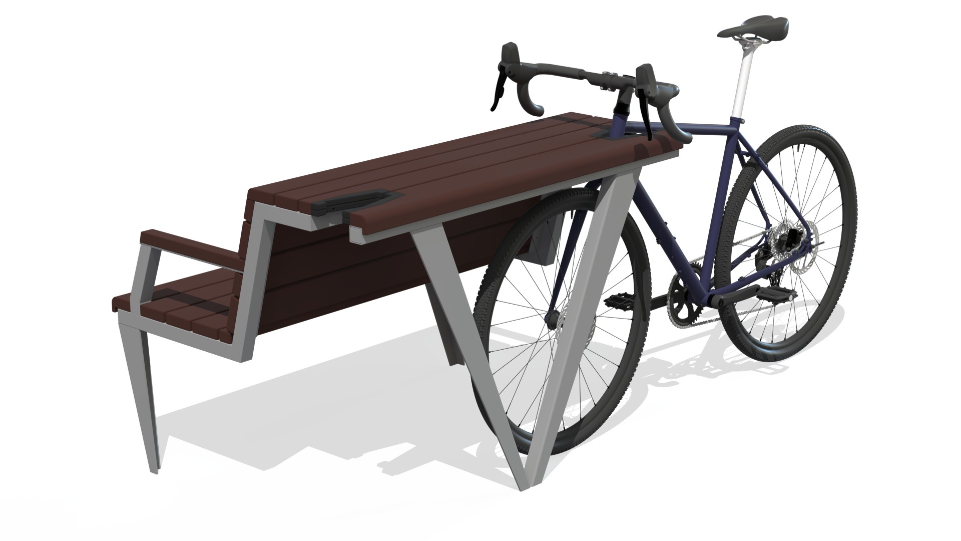 Parkbank met fietsbeugels