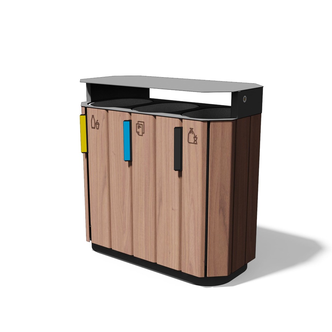 Afvalbak drieluik 3×61 L