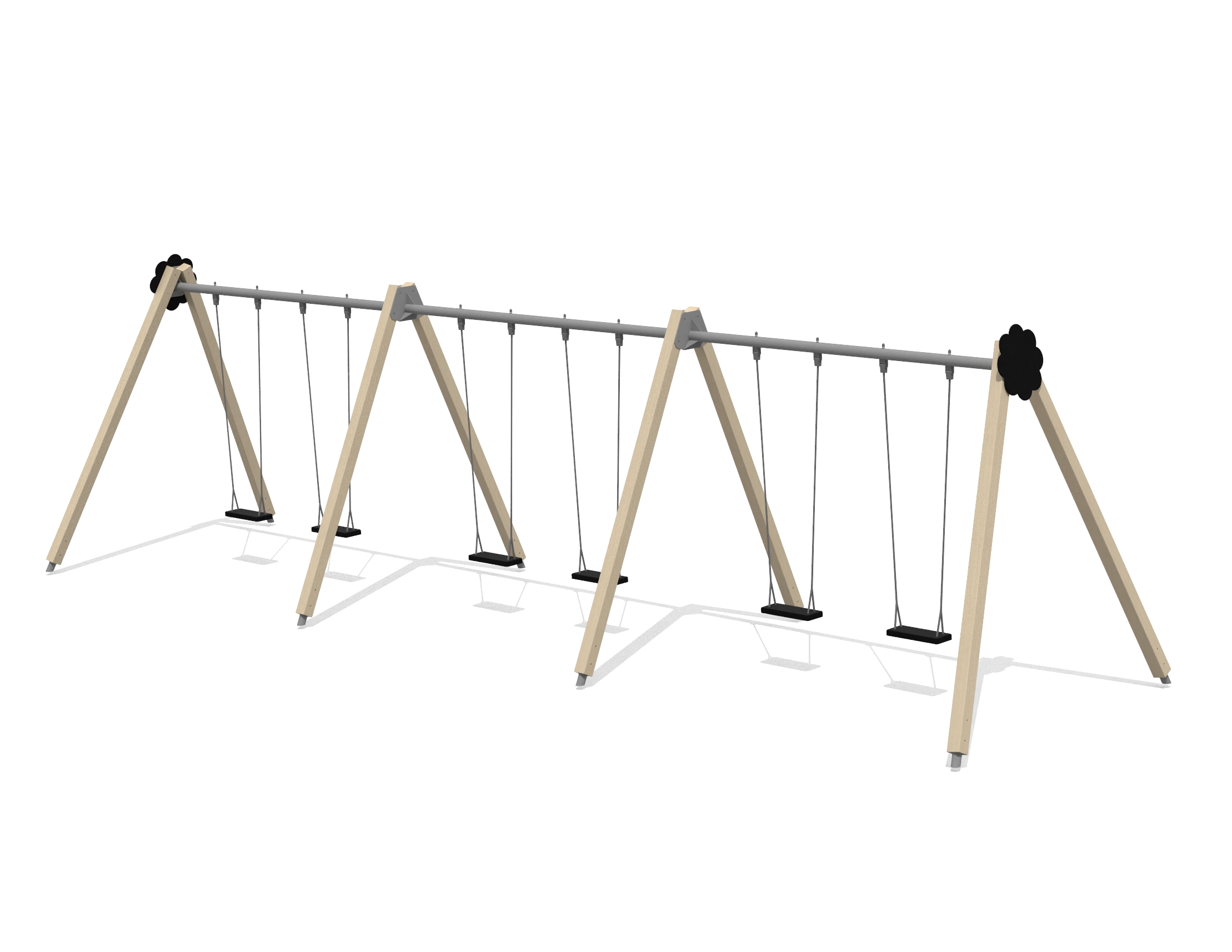 Schommel BELL-FLOWER 6 plaatsen, stalen grondankers (zonder zittingen en beslag)