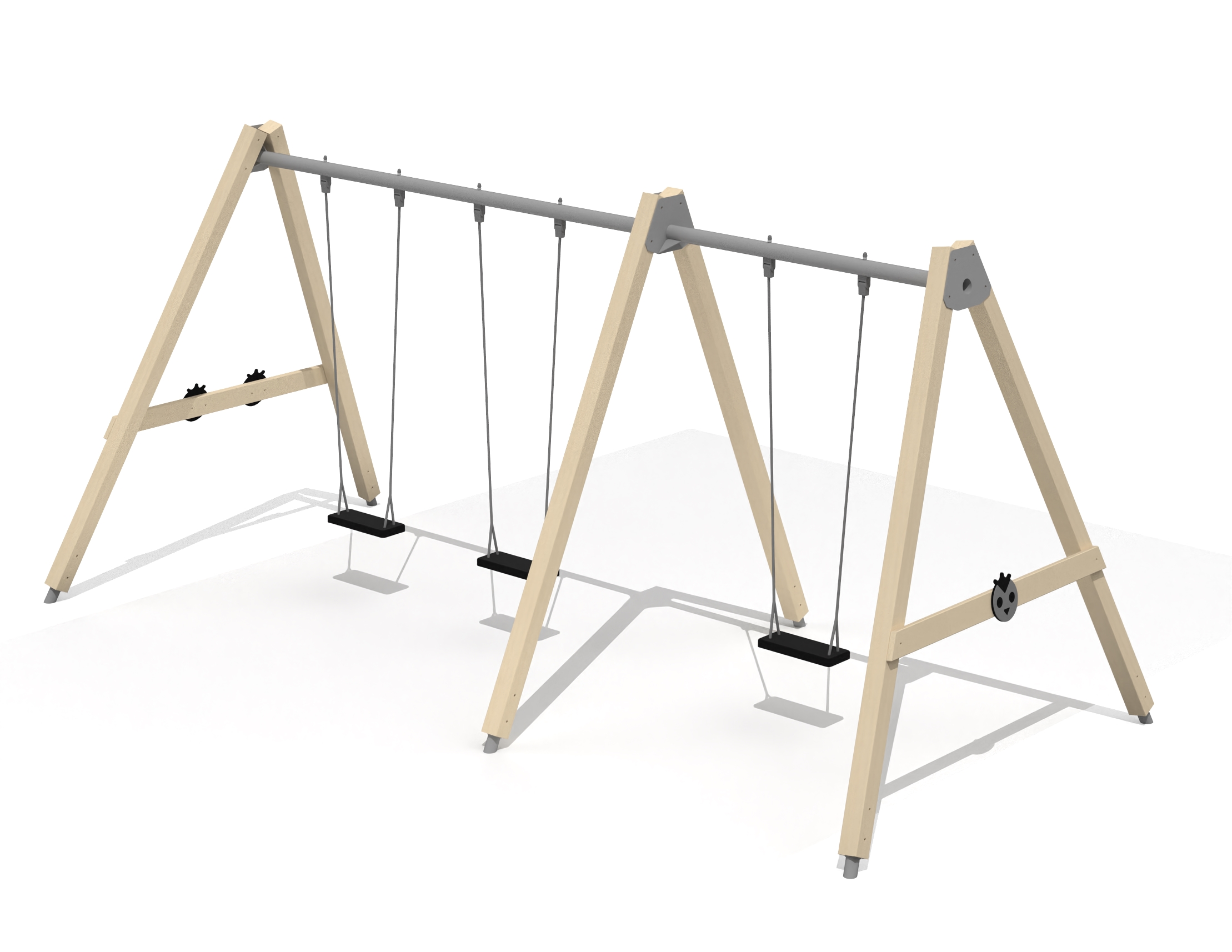 Schommel BABY BIRD 3 plaatsen, stalen grondankers (zonder zittingen/beslag)