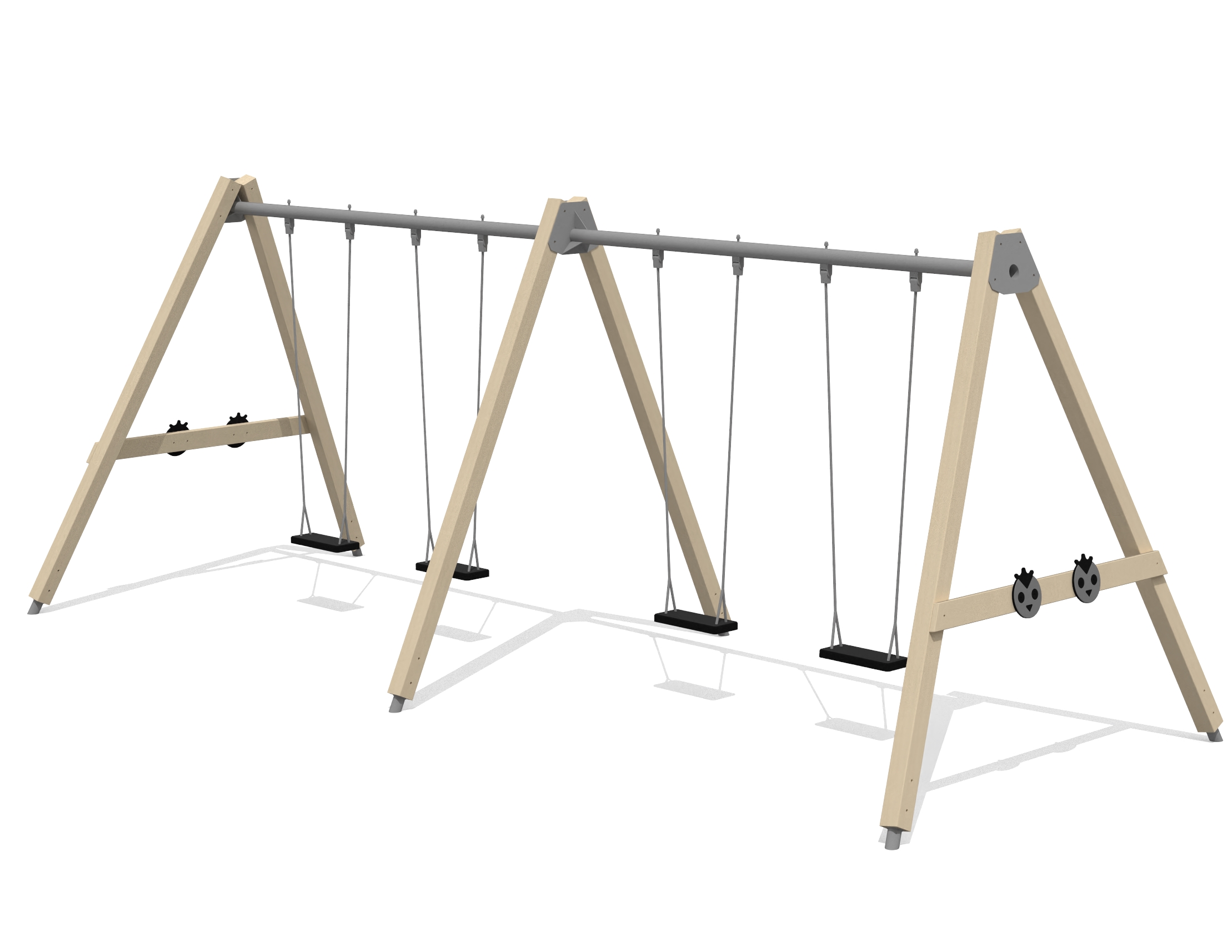 Schommel BABY BIRD 4 plaatsen, stalen grondankers (zonder zittingen/beslag)