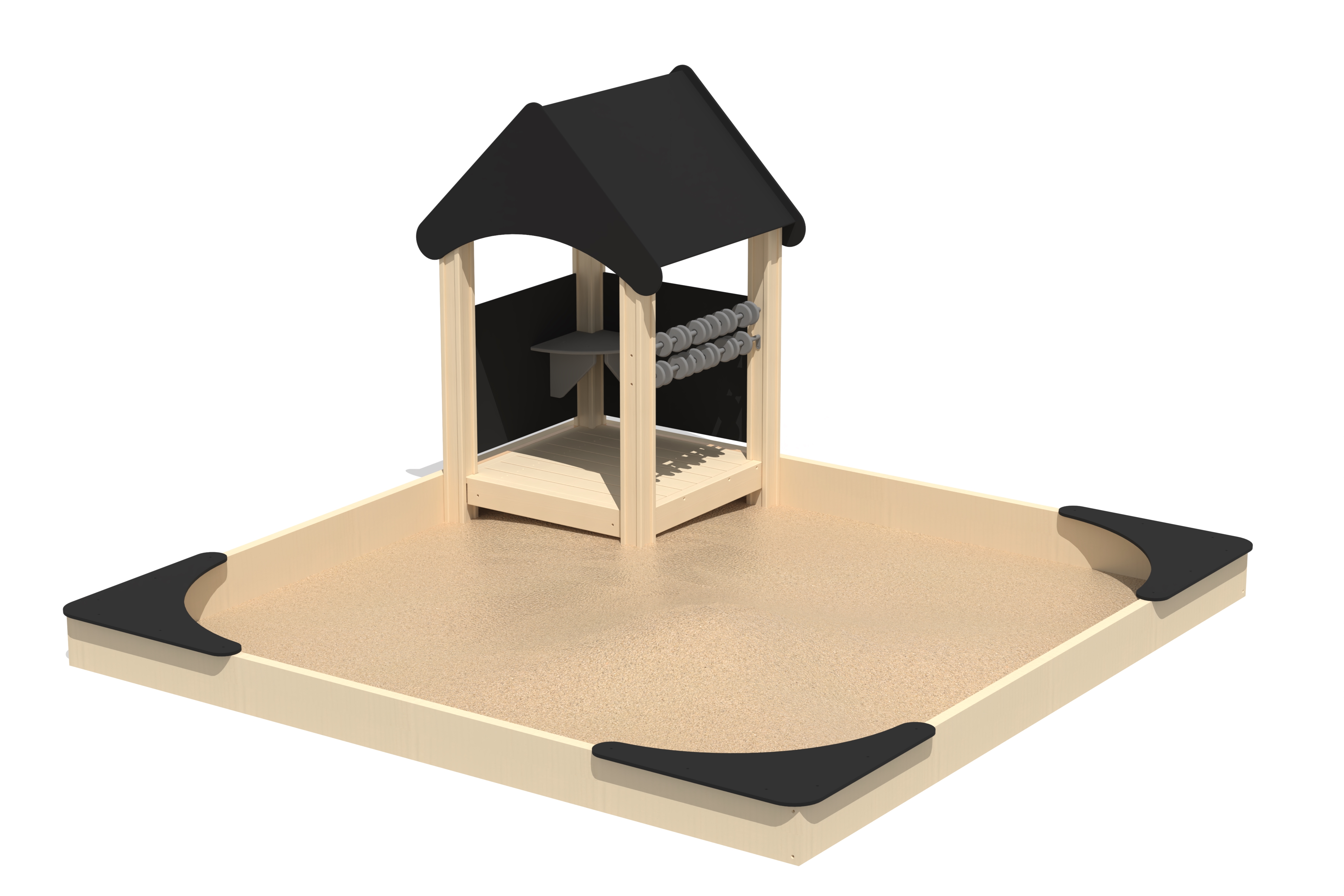 Zandbak 3×3 m met huisje