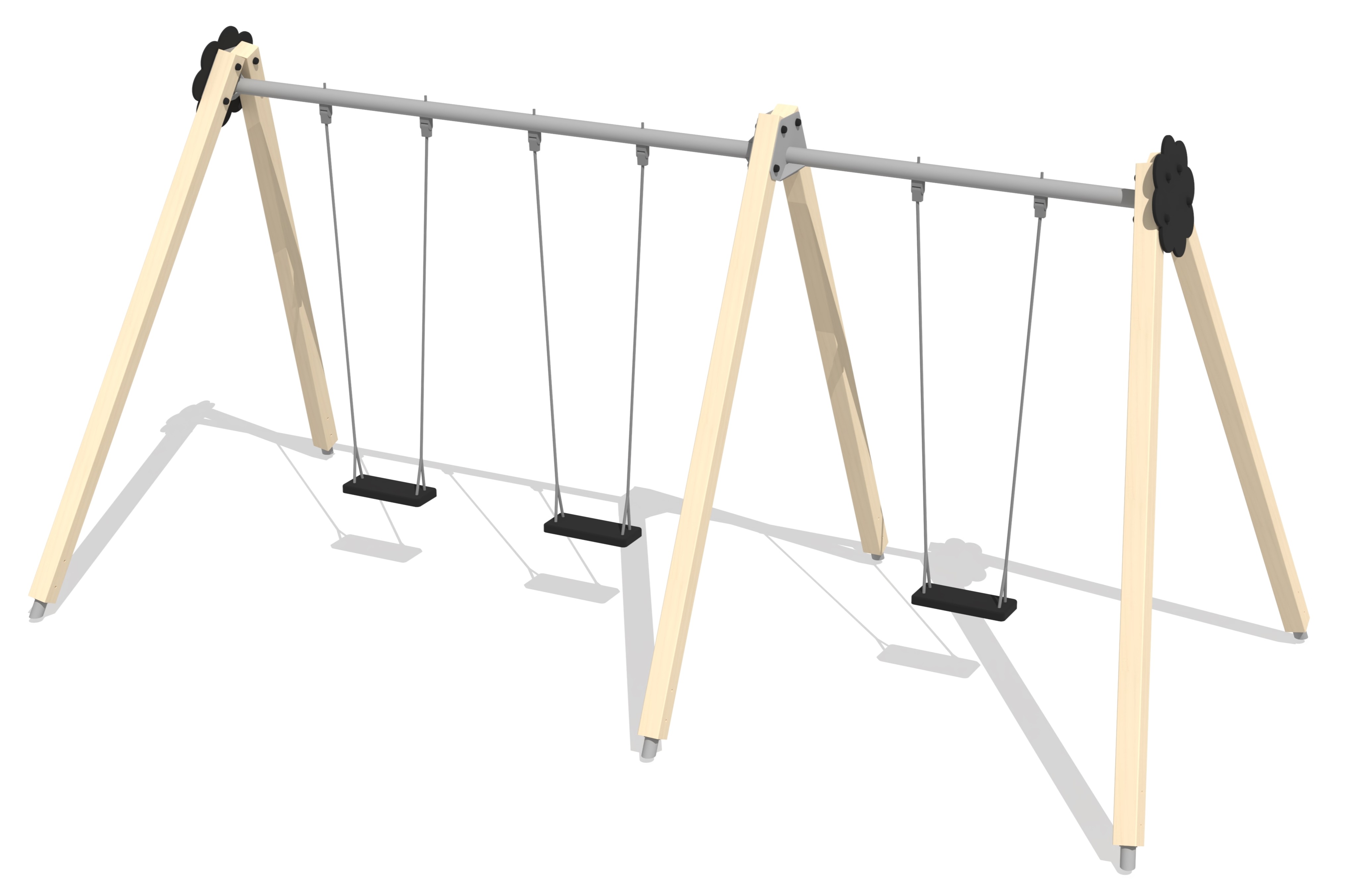 Schommel BELL-FLOWER 3 plaatsen (1+2), stalen grondankers (zonder zittingen/beslag)