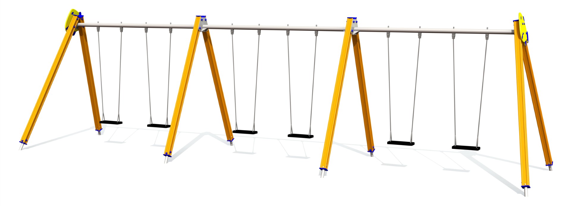 Schommel GUPPY 6 plaatsen, stalen grondankers (zonder zittingen en beslag)