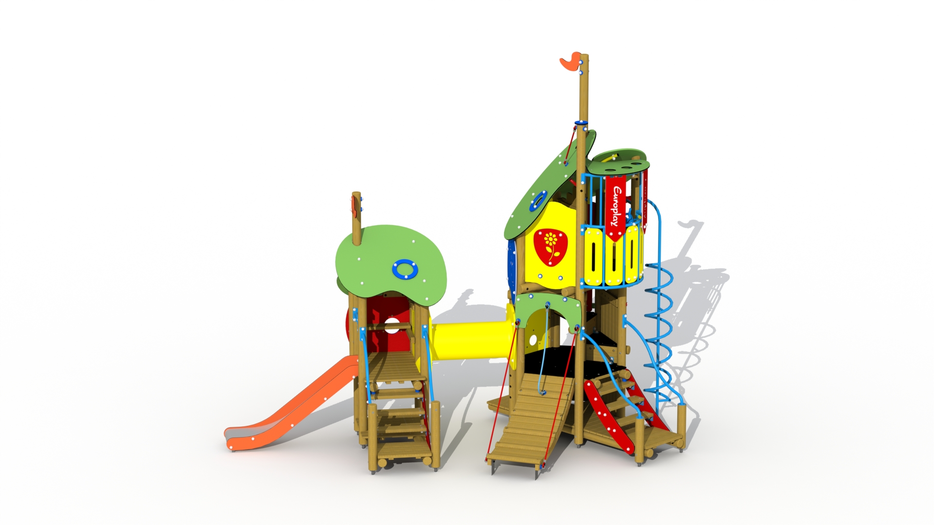 De kikkerkoning  (inox/RVS glijbaan en kruiptunnel)