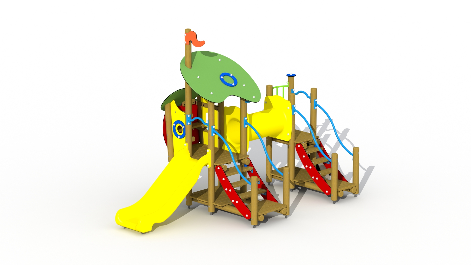 De wolf en de zeven geitjes (kunststof glijbaan met kruiptunnel)