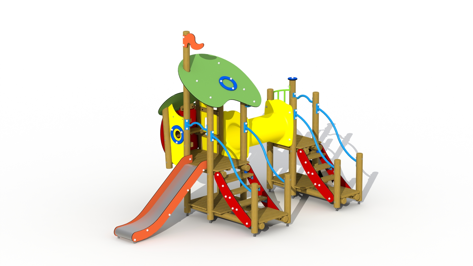 De wolf en de zeven geitjes (inox/RVS glijbaan met kruiptunnel)