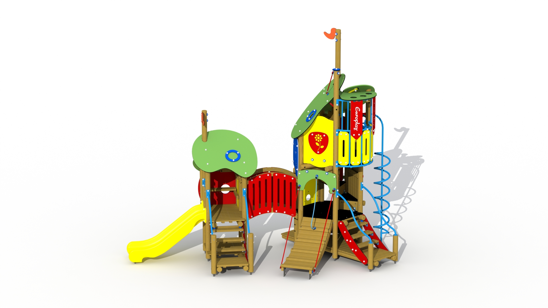 De kikkerkoning  (kunststof glijbaan en gebogen brug)