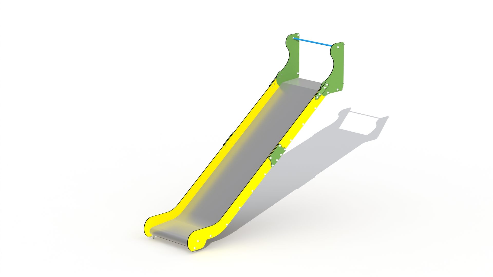inox/RVS glijbaan  100 cm breed - platformhoogte 2,02m