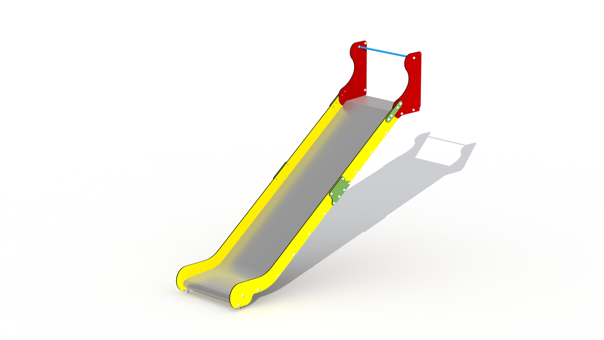 inox/RVS glijbaan  100 cm breed - platformhoogte 2,02m