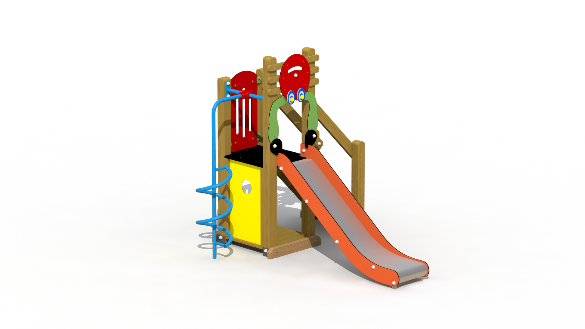 Kreeftje (met inox/RVS glijbaan en spiraalglijstang)