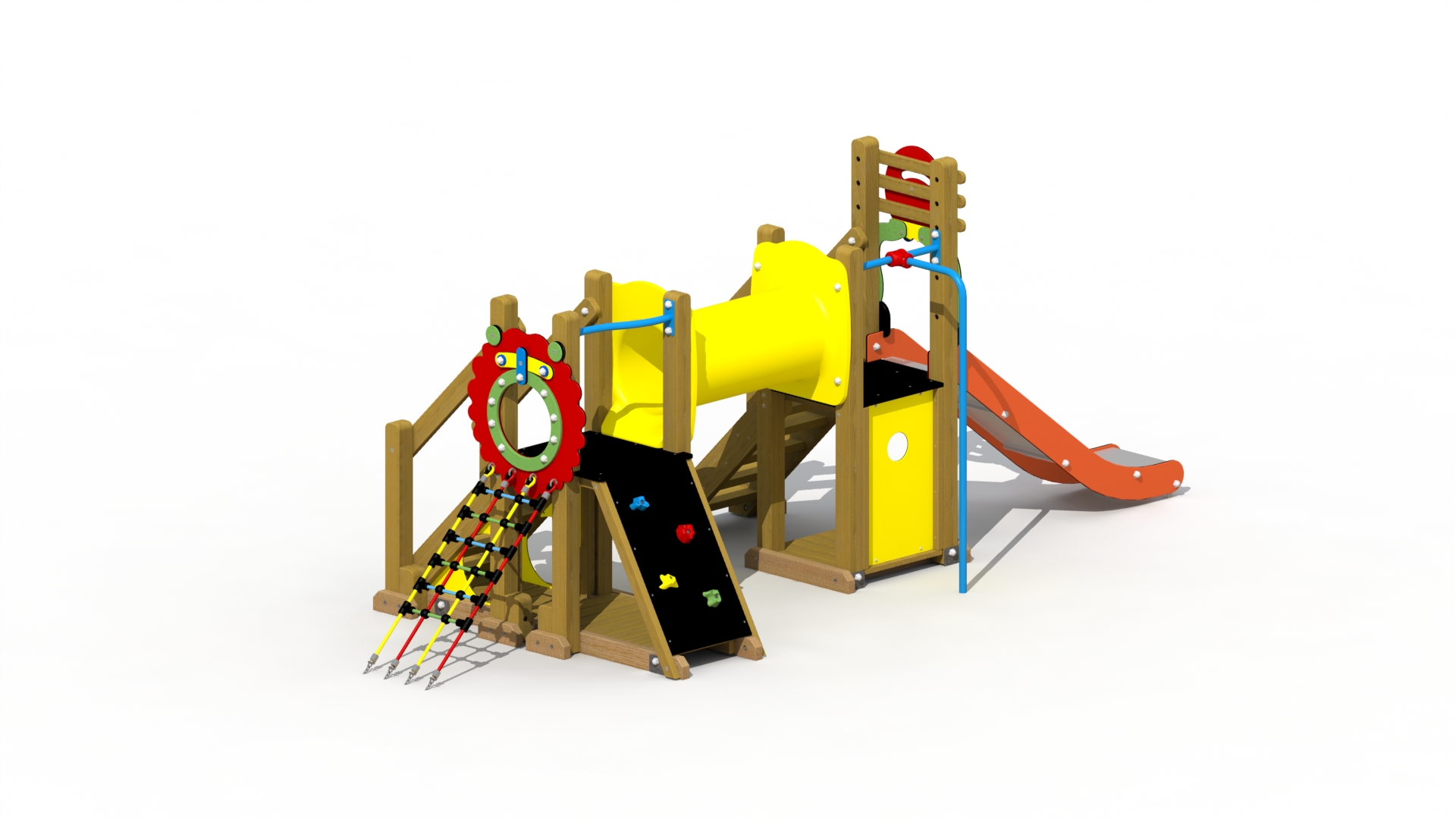 Mammoet (met inox/RVS glijbaan, kruiptunnel, rechte glijstang)