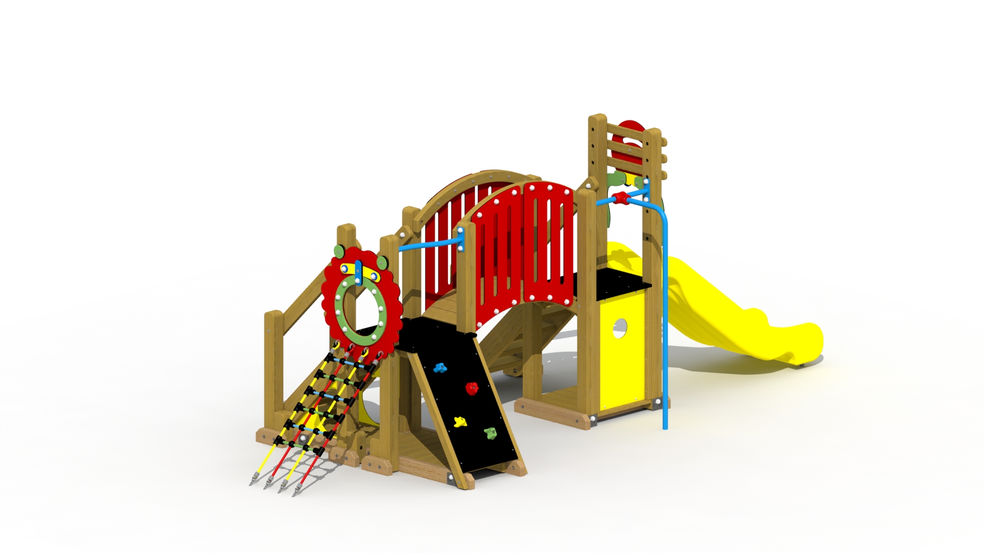 Mammoet (met kunststof glijbaan, gebogen loopbrug, rechte glijstang)