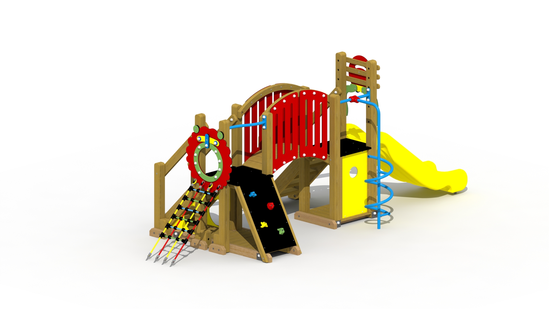 Mammoet (met kunststof glijbaan, gebogen loopbrug, spiraalglijstang)