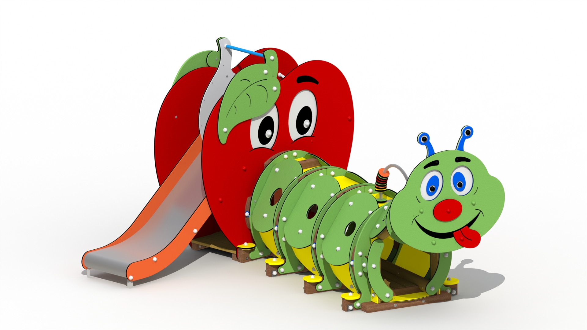 De rups (inox/RVS glijbaan, korte versie)