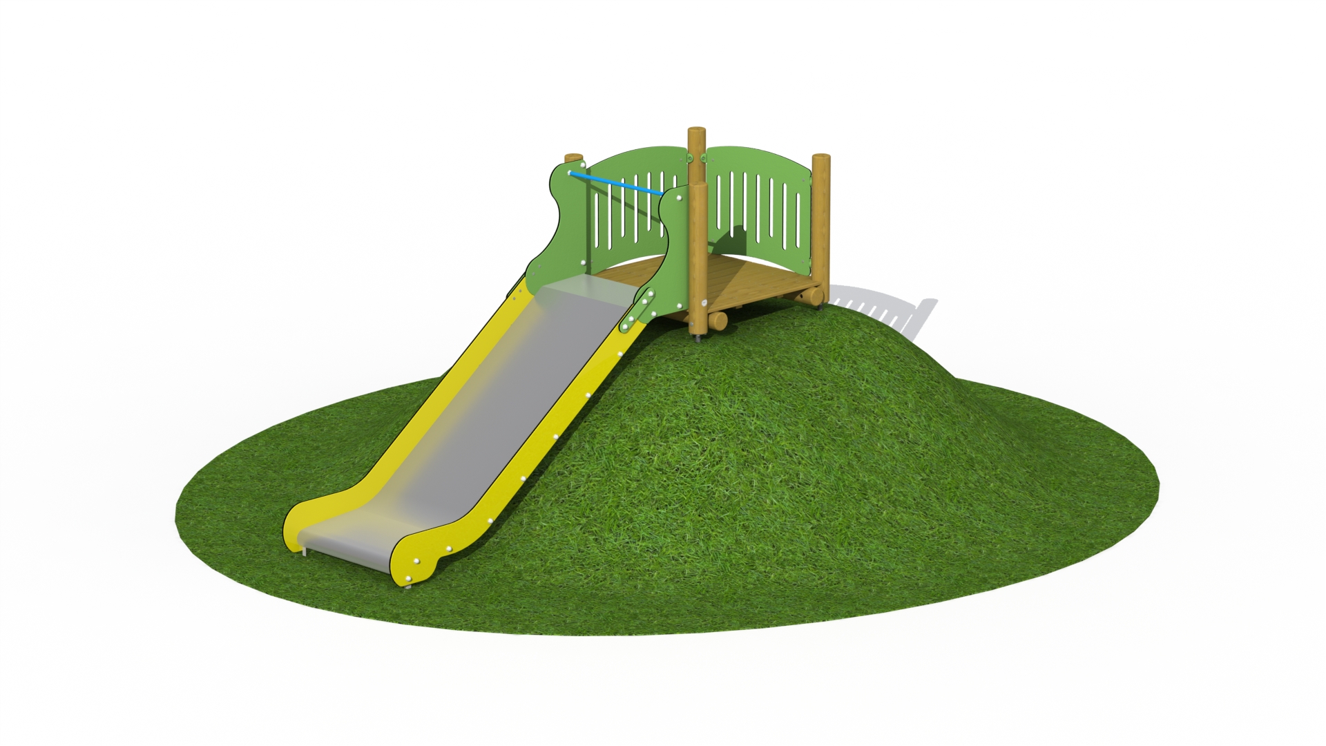 Inox/RVS heuvelglijbaan (1,0 m breed - glijlengte 2,5 m)